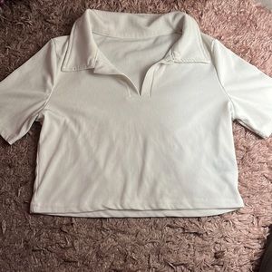 White collared crop top
